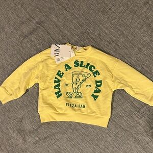 Zara Yellow Pizza Graphic Sweatshirt